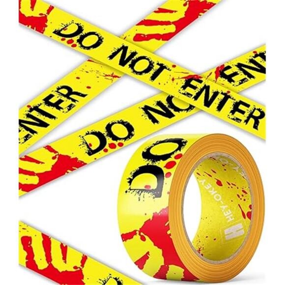 164 Ft Long Halloween Do Not Enter Caution Tape Roll - 3-Inch Wide - Picture 7 of 7